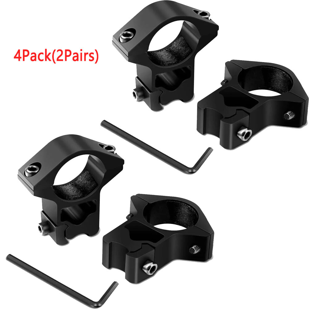 4Pack 1 Inch High Profile Scope Rings Fit 11mm or 3/8 Dovetail Mounts