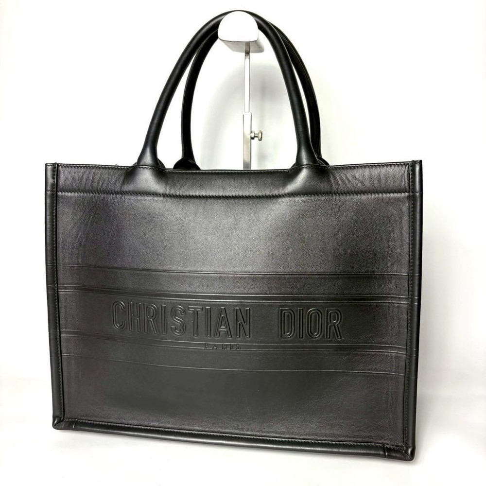 Christian Dior Medium Black Leather Book Tote with IC Chip