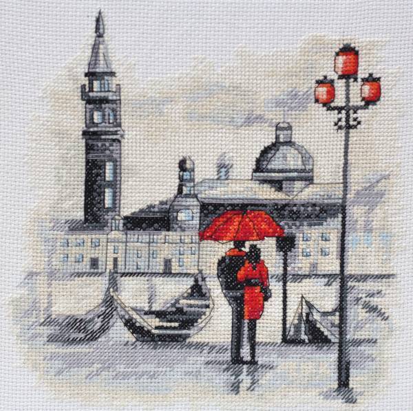 Cross stitch kit - Special date 20x20cm White Aida 14ct needlepoint kit