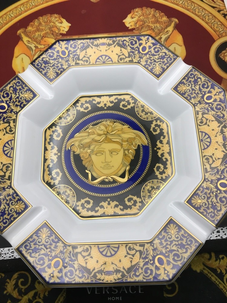 VERSACE ASHTRAY MEDUSA BLUE GORGONA ROSENTHAL CHRISTMAS LUXURY NEW SALE-image