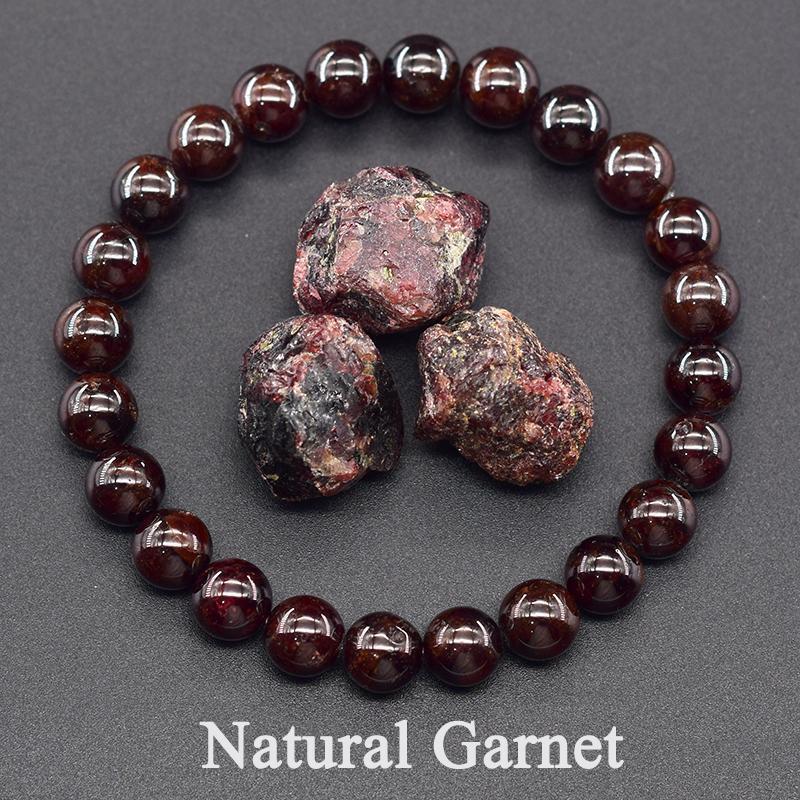 Valentine's Day Gift Natural Garnet Stone Femme Wine Red Bead Bracelet Women Men