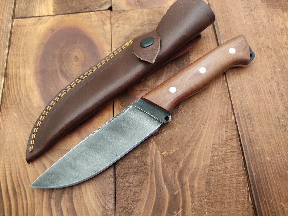 Custom Hand-Forged 1095 Carbon Steel Acid-Washed Camping Survival Hunting Knife