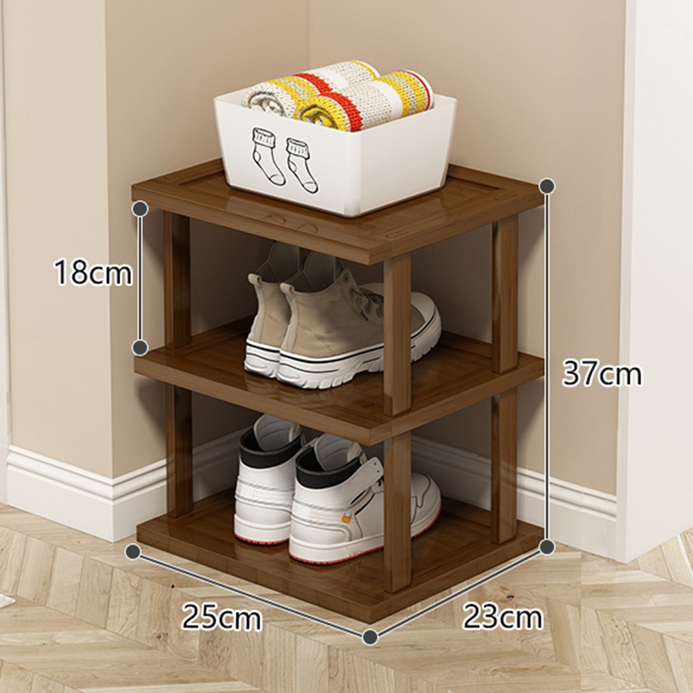 Rustic Wooden Corner Shelf for Shoes Boots and Closet Storage