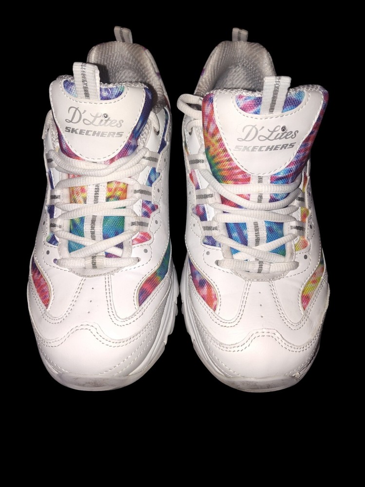 Skechers Womens D'Lites Leather Lace Up Shoes 149262 Size 9.5 M Dreamy Sky White