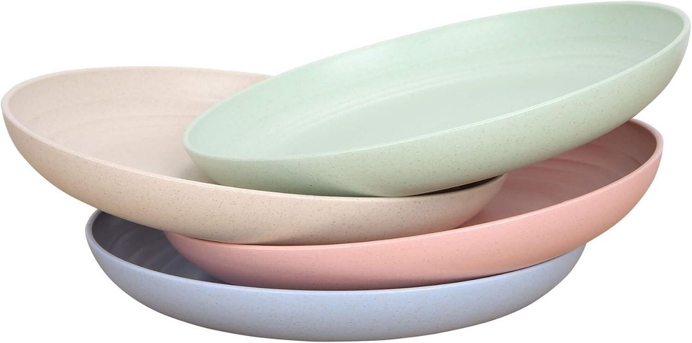 Wheat Straw Plates,Eco-Friendly,Dishwasher & Microwave Safe,4/6 Pack Multi-Color