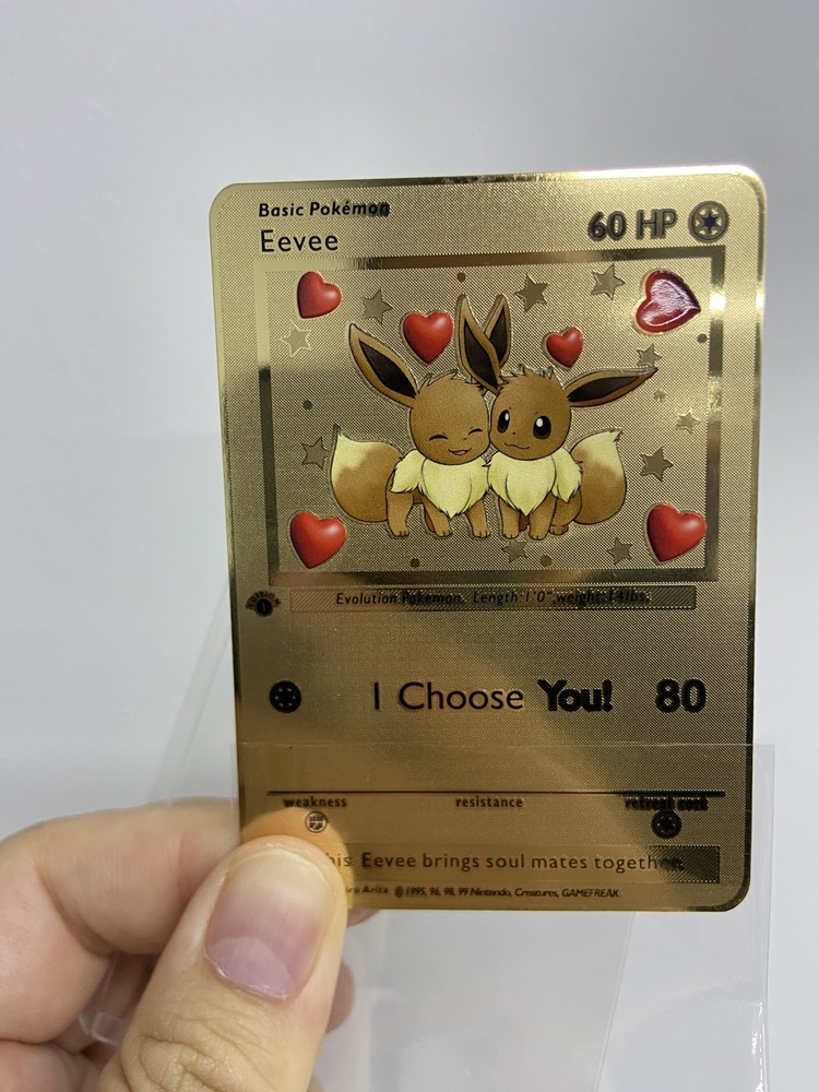 Eevee  hp60 Gold Metal Pokémon Card-Collectible Gift Display！HOT!