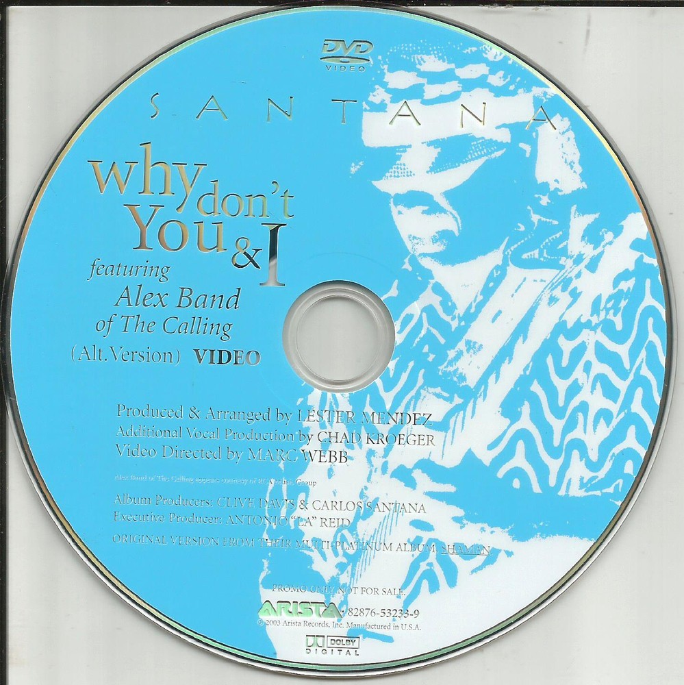 Carlos SANTANA w/ THE CALLING Why Don’t You & I PICTURE DISC PROMO DVD VIDEO 200