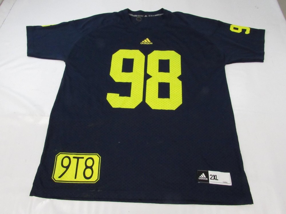 New -Minor Flaw- #98 Michigan Wolverines Mens 2XL Adidas Navy Football Jersey