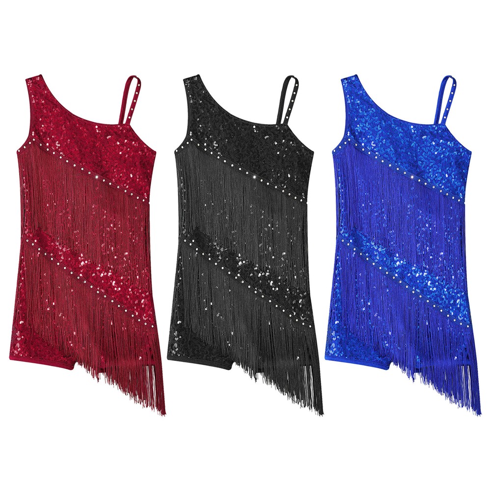 Kids Girls Dresses Outlook Clothing Sequins Leotards Bottom Dancewear Shiny