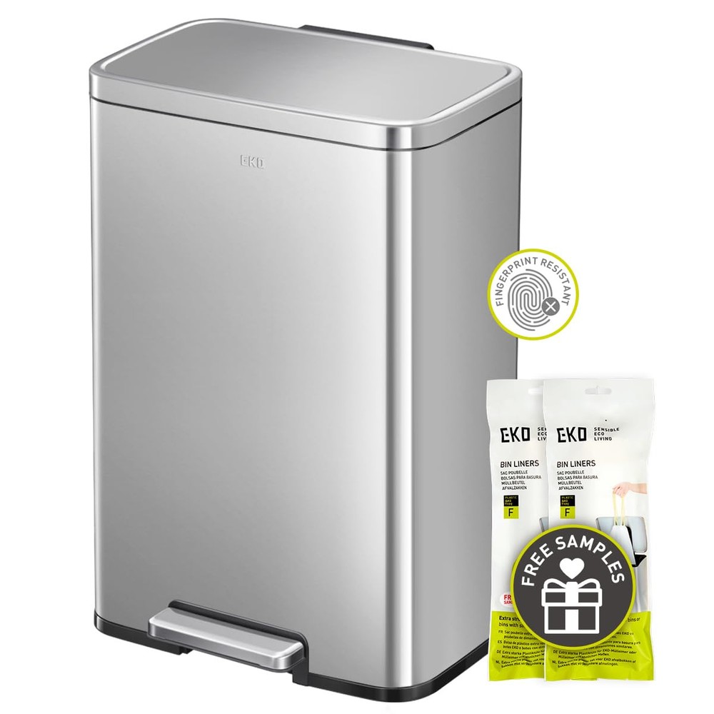Madison Matte Stainless 50 Liter/13.2 Gallon Step Trash Can w/Inner Liner - F...