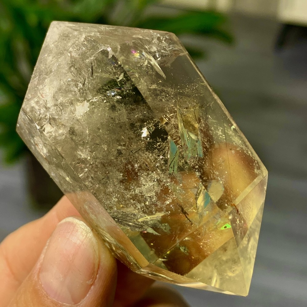 87G Natural Citrine Quartz Obelisk Crystal Double Point Wand Reiki Healing Gem