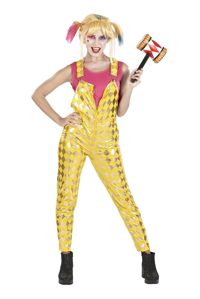 Sexy Harlequin Halloween Costume for Women with Crop Top & Jumpsuit