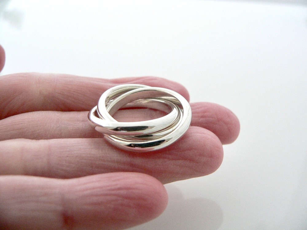 Tiffany & Co Triple Rolling Stacking Ring Band Sz 5.5 Rare Love Gift Excellent