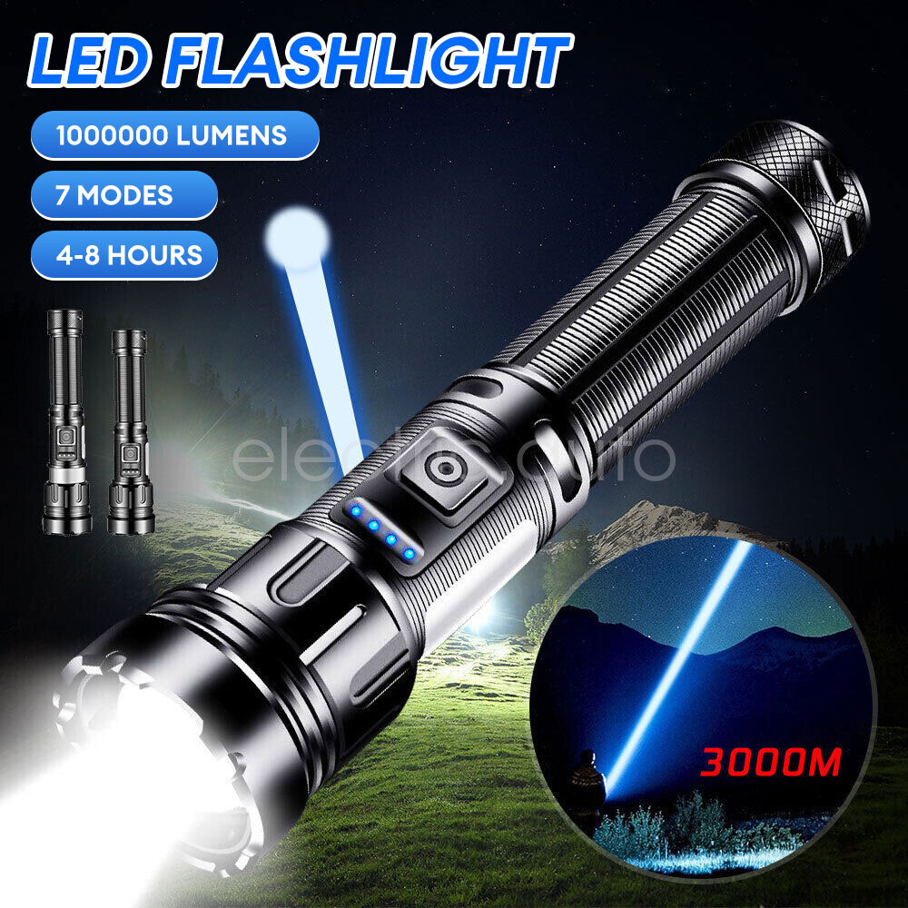 1000000 Lumens Super Bright Rechargeable LED Tactical Flashlight for Work CN