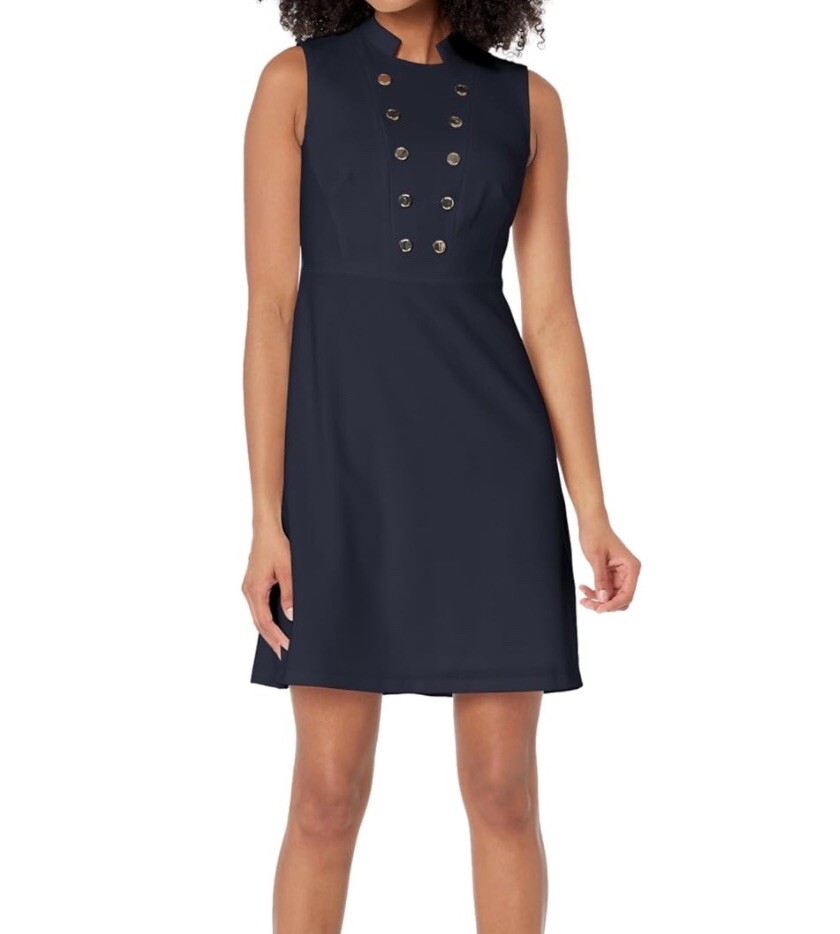 Tommy Hilfiger Womens Sky Captain Mock Collar Fit Flare Dress Size 12