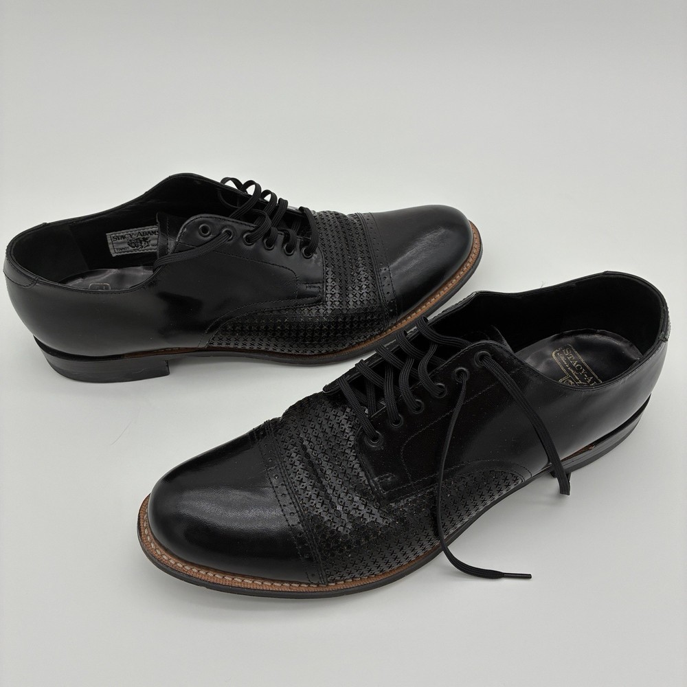 Stacy Adams Madison Cap Toe Rare Shoes Black Texture Oxford M Sz 11 D Leather