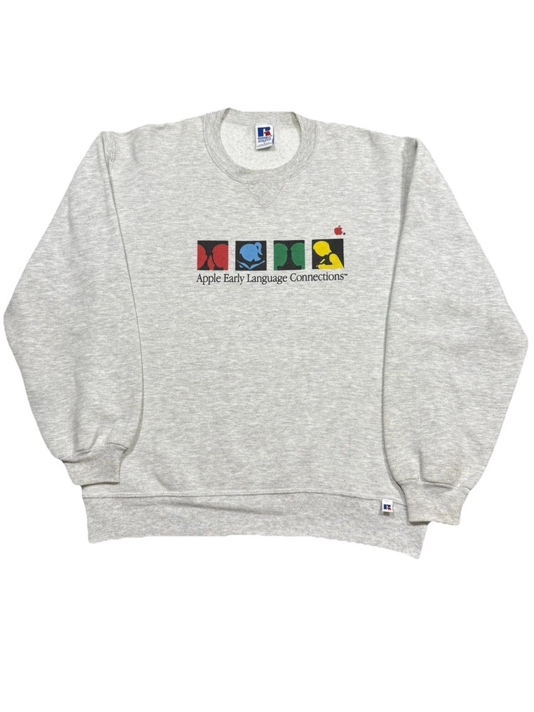 Vintage 90s APPLE EARLY LANGUAGE CONNECTIONS Computer RARE sweatshirt SIZE L