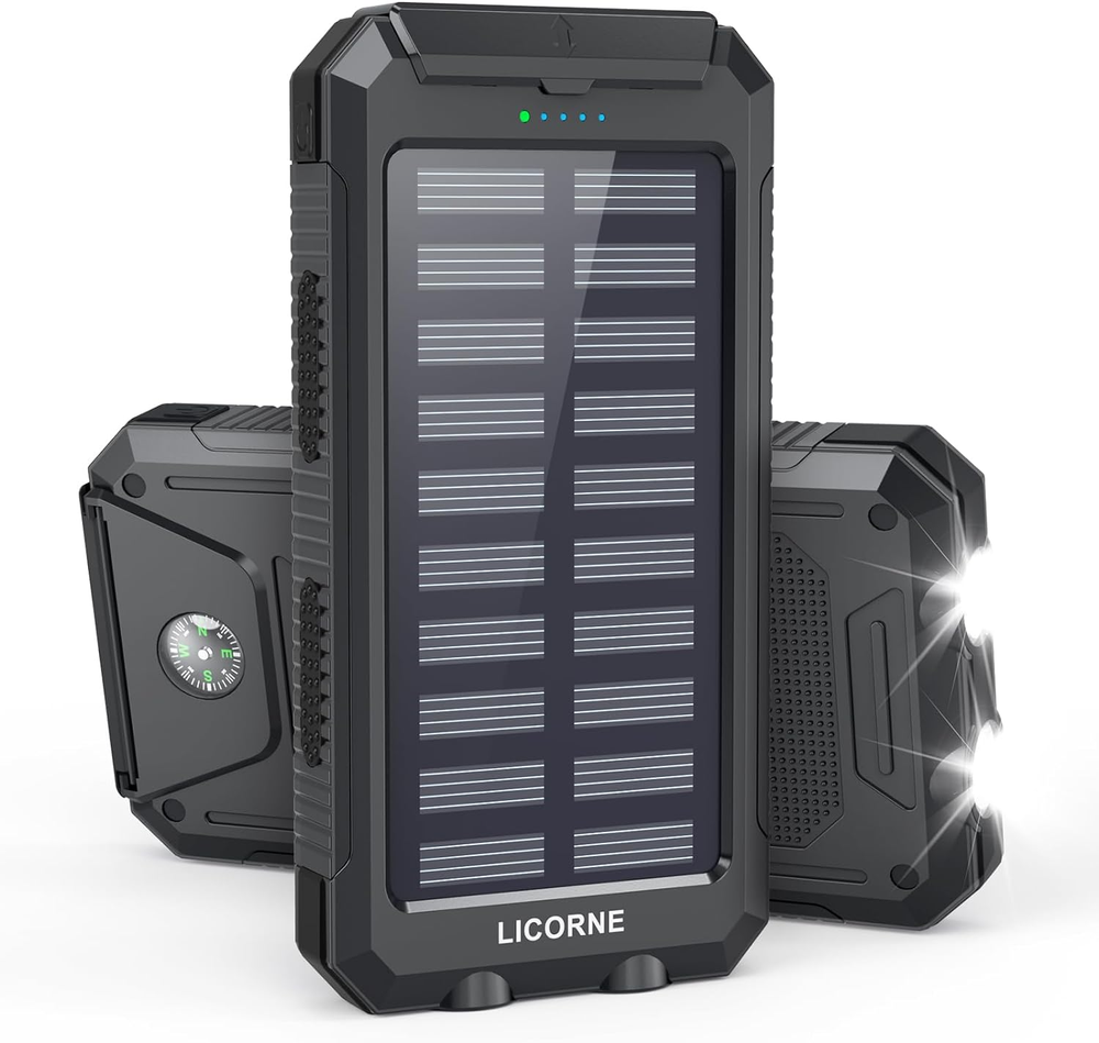 30000mAh Solar Power Bank with Fast Dual USB Charging for Phones and Devices