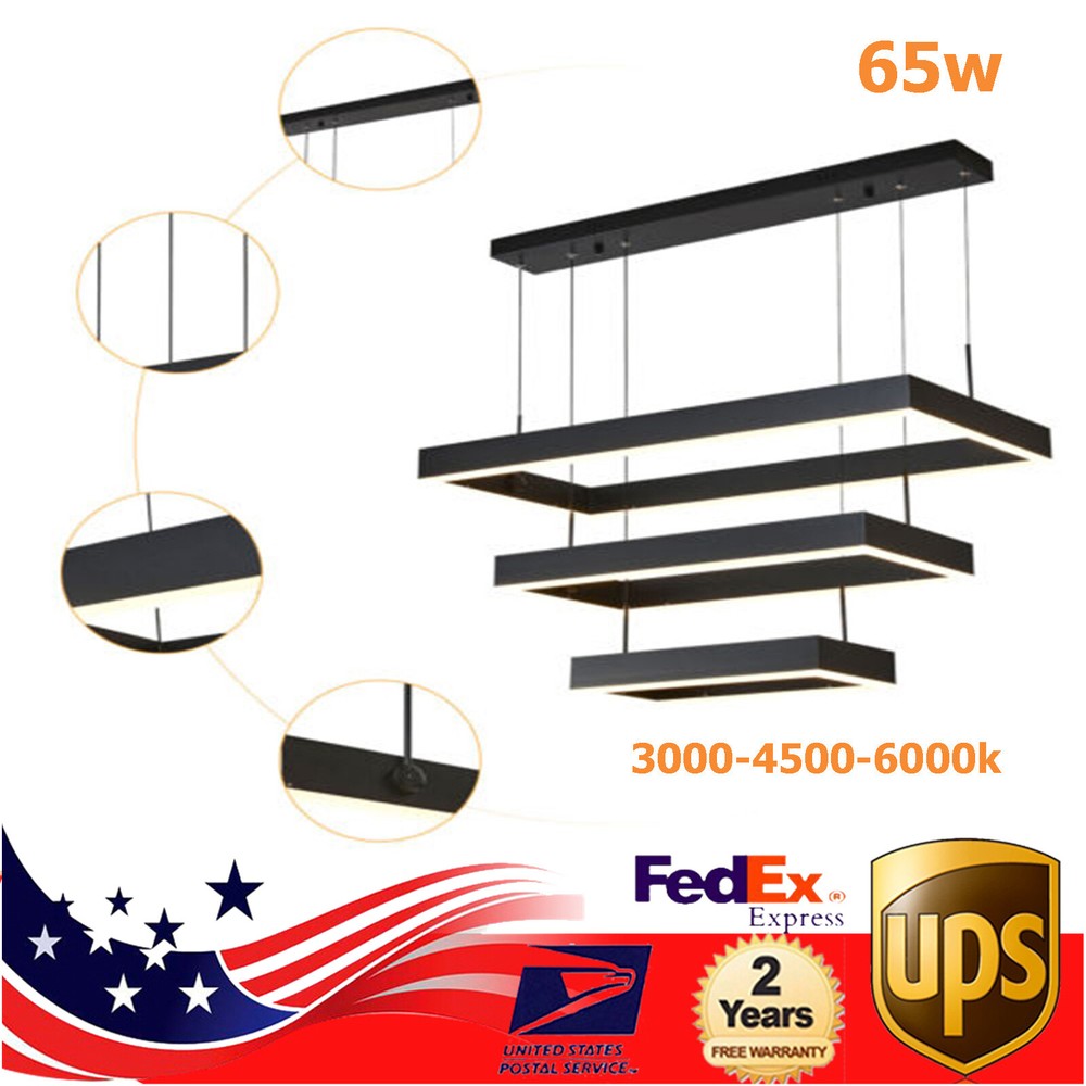 Modern Dimmable LED Chandelier with Remote Control Hanging Pendant Ceiling Light