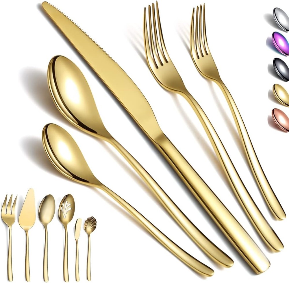 Chic Gold and Stainless Steel 46-Piece Tableware Set for Luxurious Entertaining