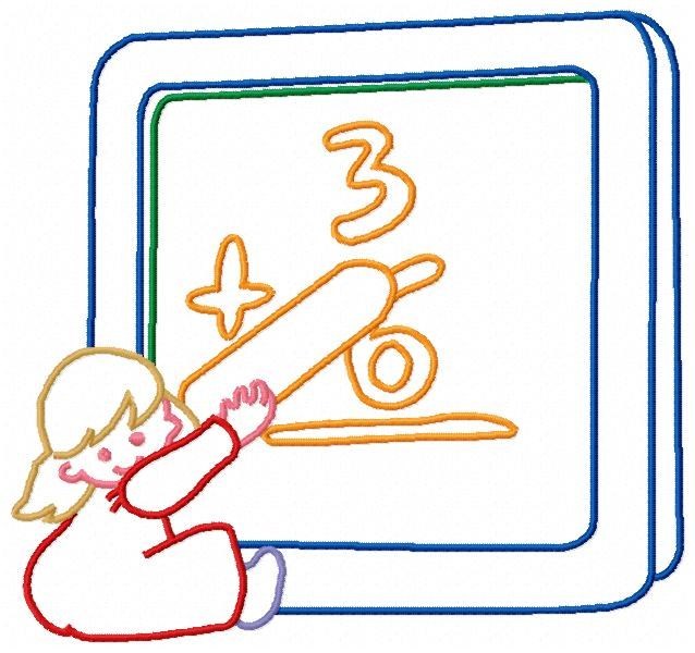 Colorline Back to School 10 Machine Embroidery Designs on CD 2 size 4x4 5x7 hoop-image