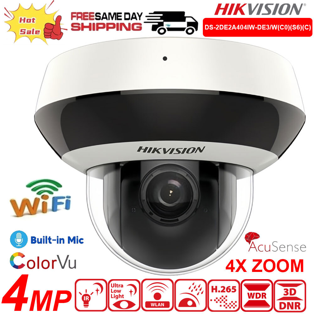 Hikvision DS-2DE2A404IW-DE3/W(C0)(S6)(C) 4MP 4x Zoom Mini PT Dome IP Camera Mic