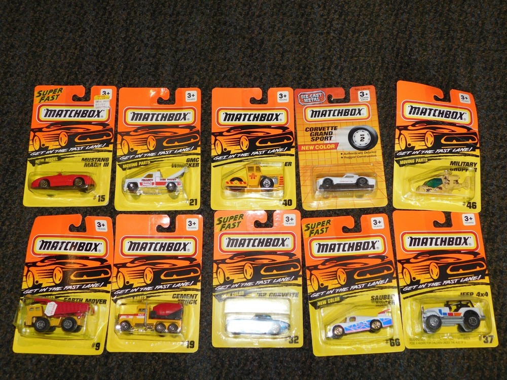 VINTAGE TOY LOT of  10  1993 (9) , 1990  MATCHBOX CARS TRUCKS  NEW IN PACKAGE