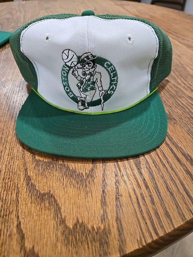 Vintage 80s Boston Celtics  Snapback Mesh Trucker Hat NBA Twins NOS Deadstock