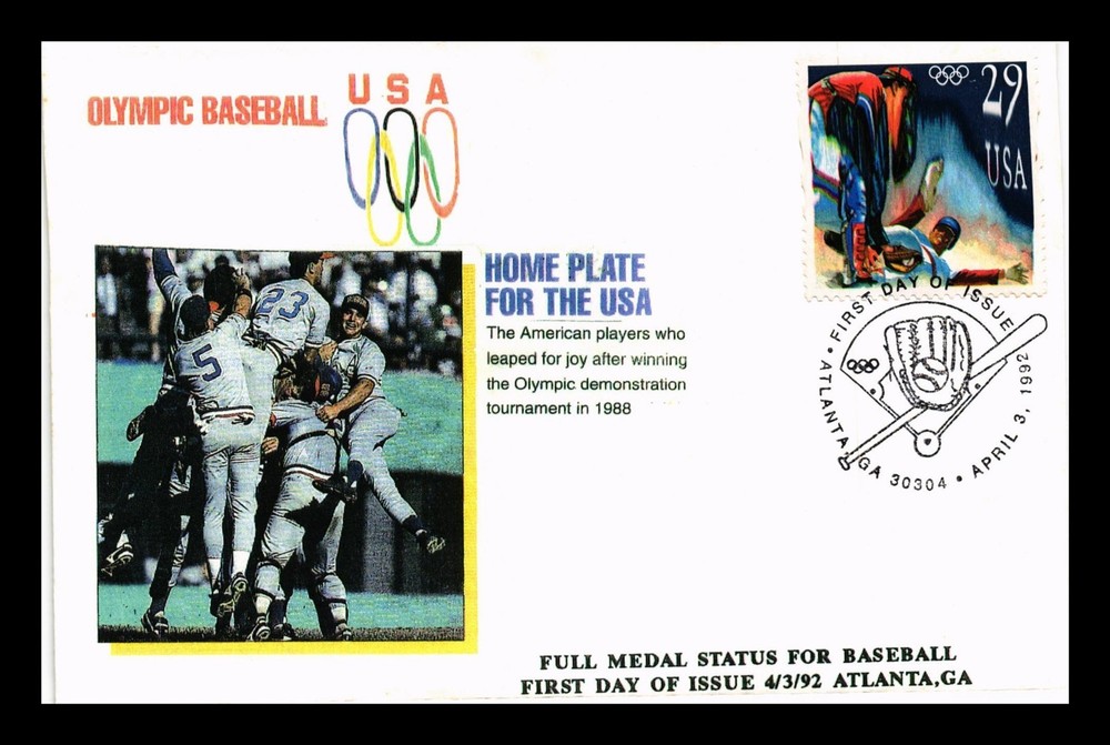 DR JIM STAMPS US COVER OLYMPIC BASEBALL FDC HAND MADE LIMITED EDITION 10 OF 20