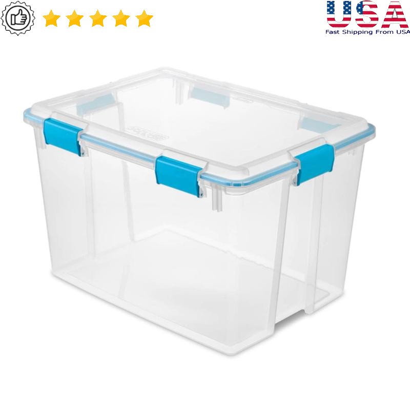 80 Quart Clear Stackable Storage Bin with Gasket Lid for Organization