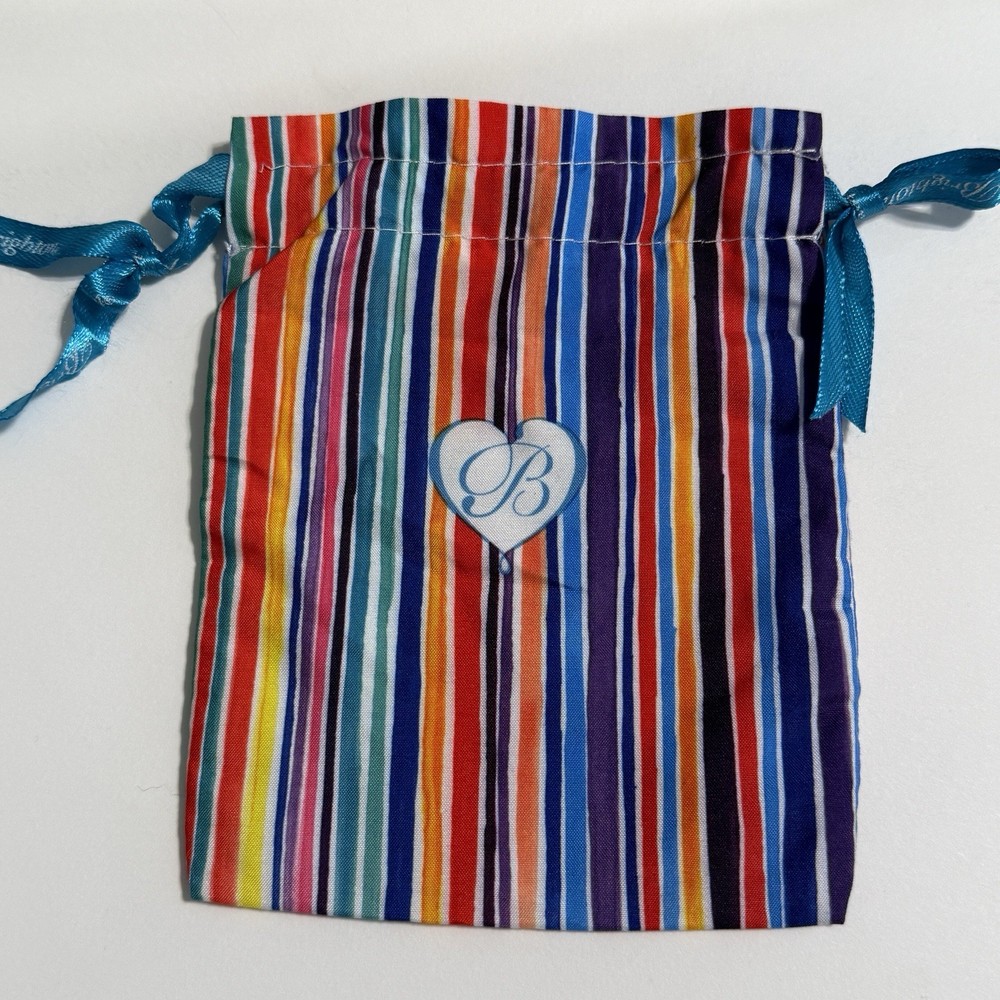 Brighton multicolor stripe drawstring jewelry pouch 7x5.5 inches new