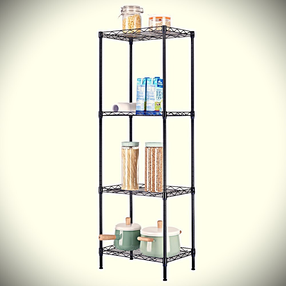 Black Heavy Duty 4 Tier Metal Wire Storage Rack 400 lb Weight Capacity, 50