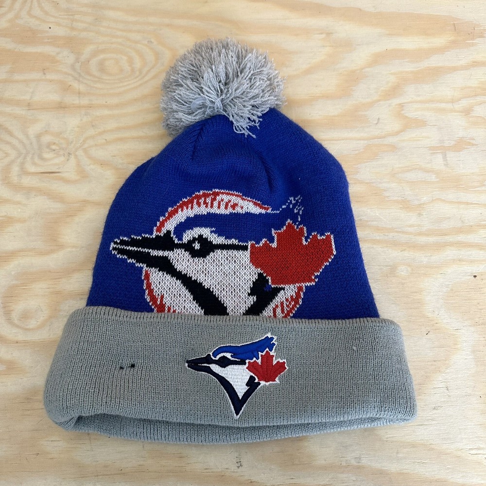 Toronto Blue Jays New Era Authentic Collection Cuffed Knit Blue Beanie Hat Pom
