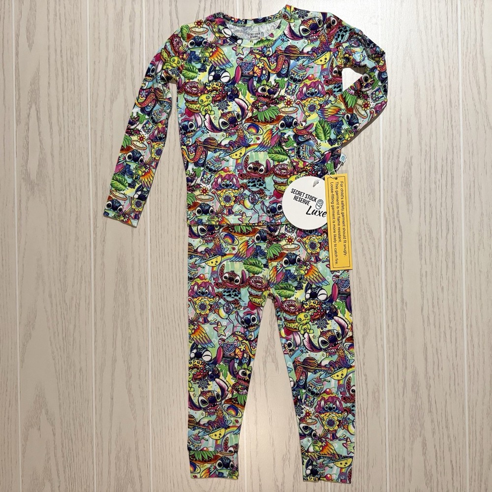 Little Britches Boutique Bamboo Pajamas Unisex Stitch 2T Tropical 2pc Set NEW