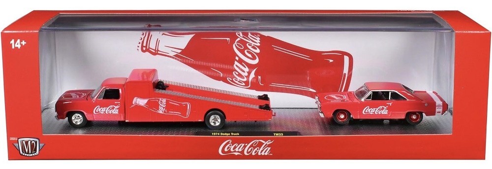 M2 MACHINES AUTO HAULERS 74 DODGE TRUCK & 69 DODGE DART SWINGER 340 COCA-COLA