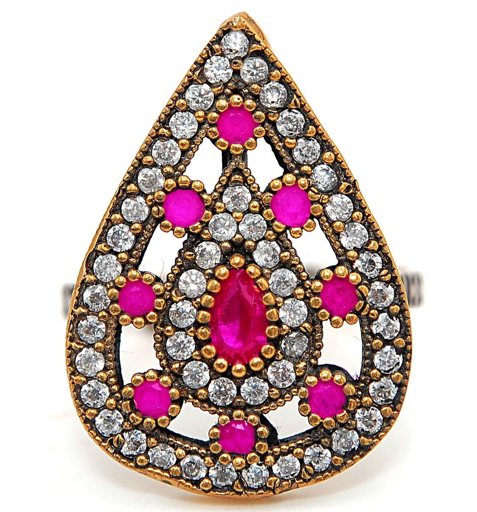 Sterling Silver Ottoman Style 1CT Treated Ruby Ring Size 7 HB3-6