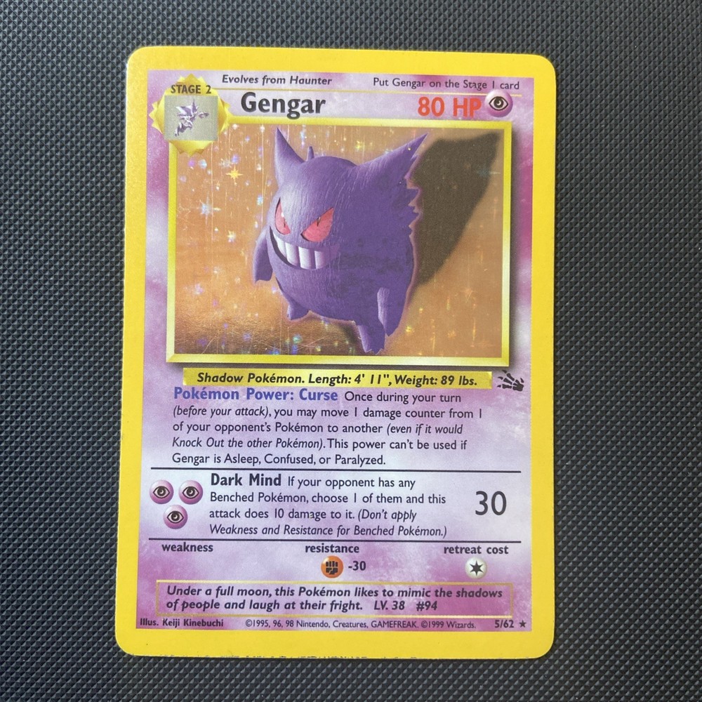 Pokemon Gengar Holo 5/62 Fossil Unlimited NM Condition Rare Card  