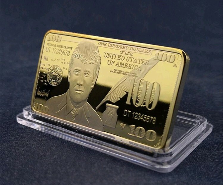 New Years SALE! President Trump 24K $100 Gold Bar MAGA Collectable Coin Gift-image