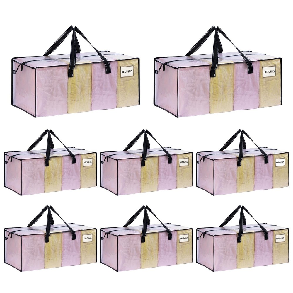 Extra Large Heavy-Duty Clear Moving Bags 8 Pack for College Storage