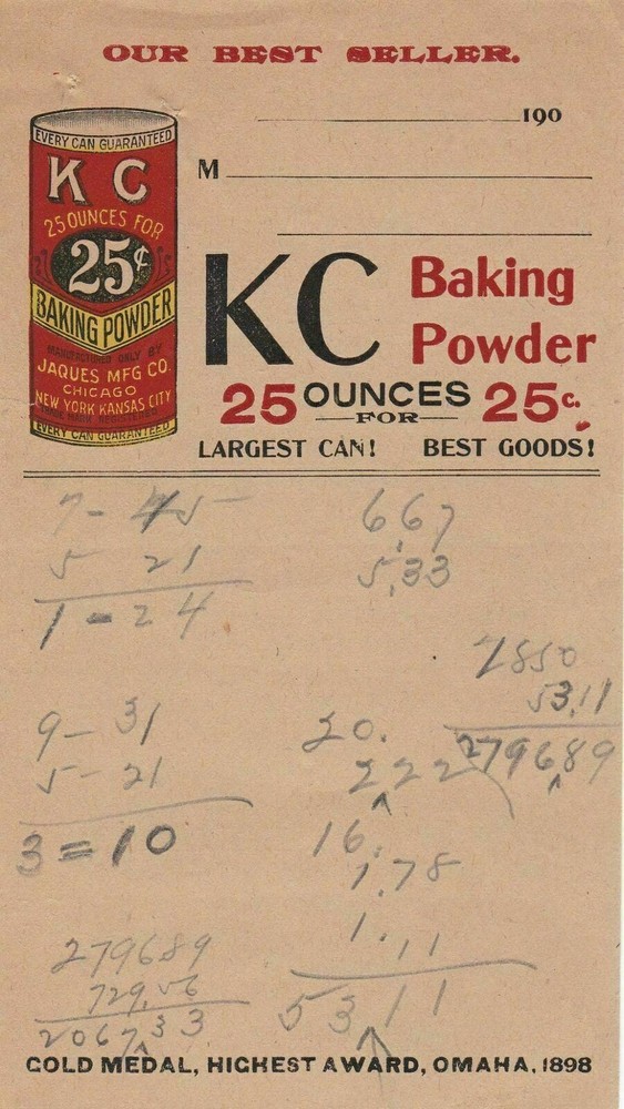 Vintage 1900s U.S. KC Baking Powder Can Best Seller Headed Paper Ref 43637