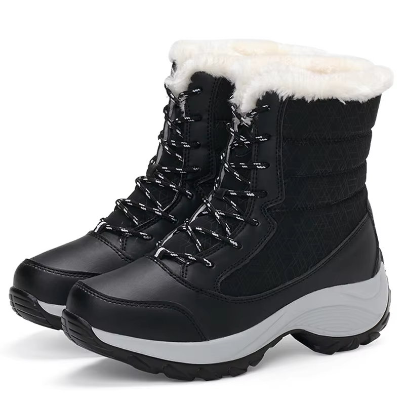 Women's Warm Fur-Lined Snow Boots with Non-Slip Platform Winter Ankle Shoes