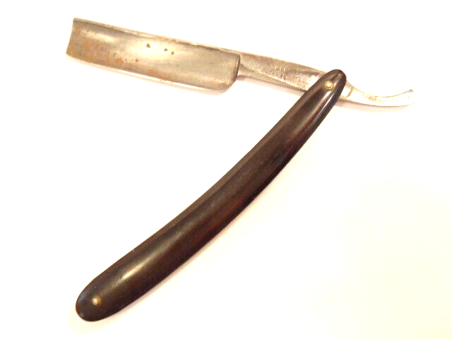 older unbranded straight razor w/ black handle; 