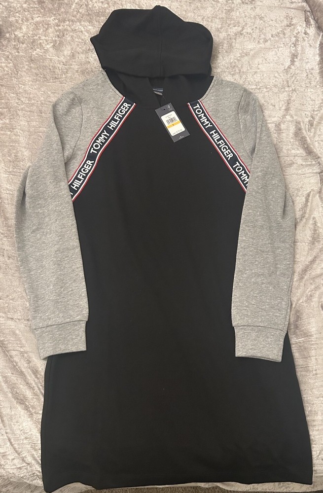 Tommy Hilfiger Womens Small Hoodie Dress Cozy Sweatshirt Style