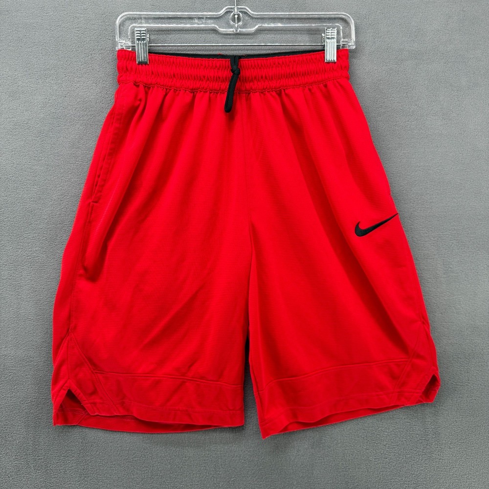 Nike Dri Fit Shorts Mens Medium Red Logo Drawstring Basketball Performance