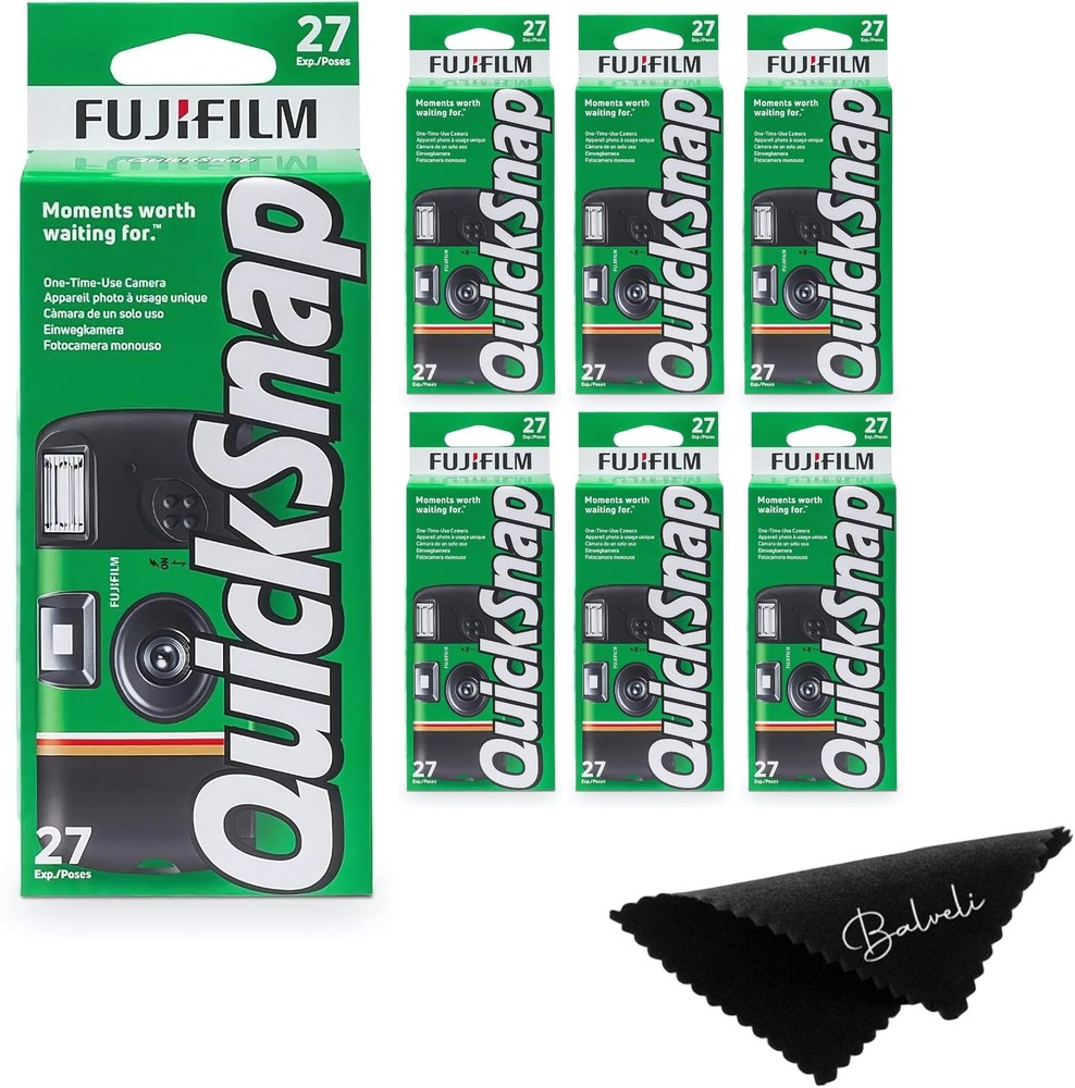 Fuji Film Quicksnap Flash Disposable Camera 400 Iso, 6 Pack, 35mm 27 Exp,with...