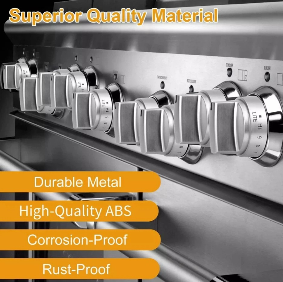5 P Stainless Steel Look Control Knob Kits For GE Gas Range Stove WB03X24818*&&&