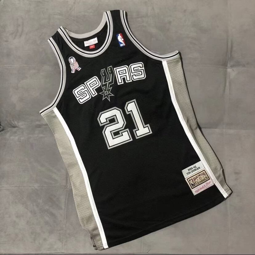 San Antonio Spurs Tim Duncan black regular season basketball retro jersey