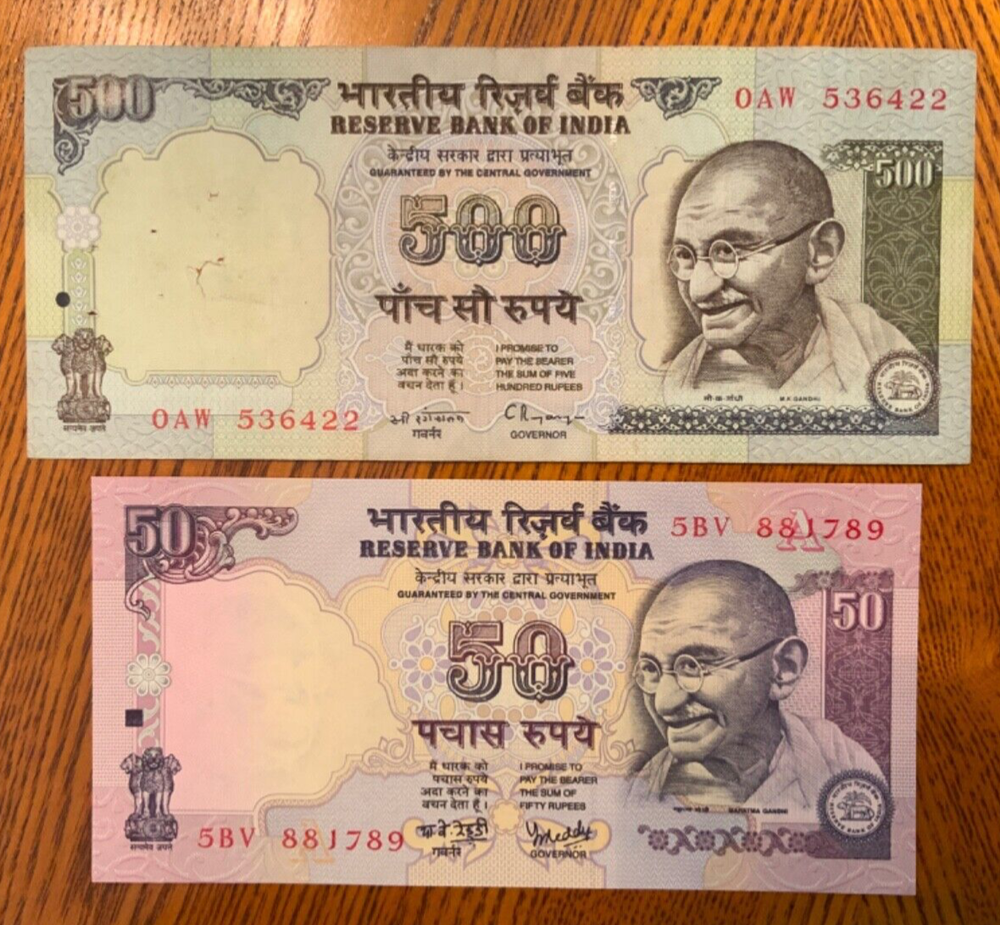 Vintage World Banknote Lot from India.