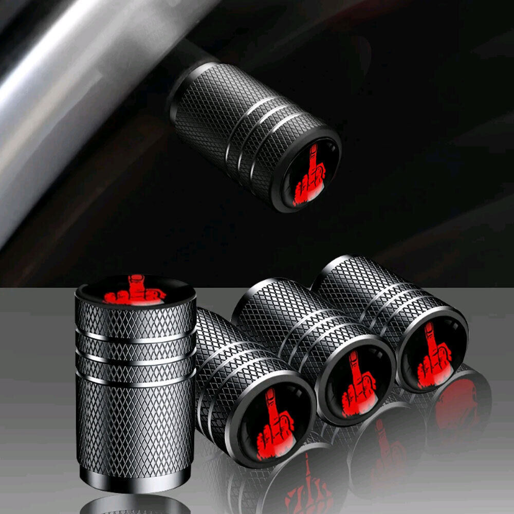 4PCS Black Middle Finger Auto Wheel Tire Valve Stem Caps Cover Car Accessories
