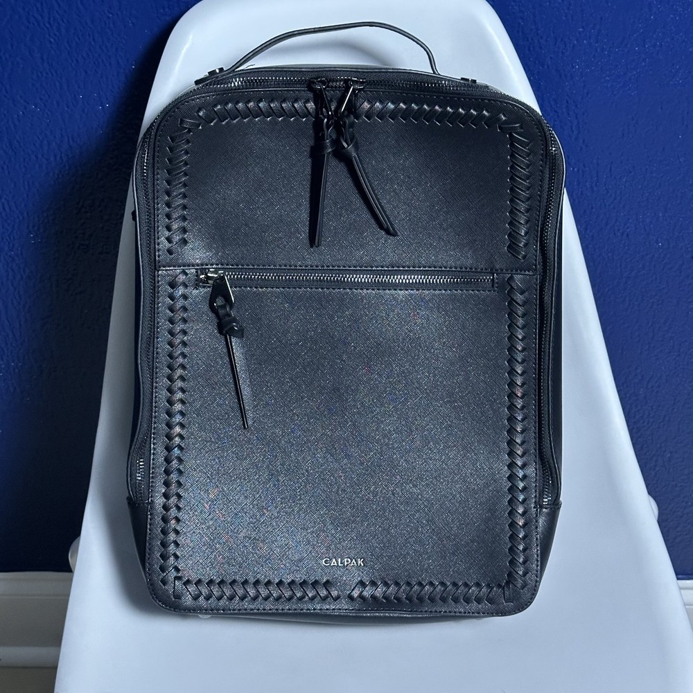 Calpak Kaya Black Textured Travel Laptop Backpack for School or Carry On
